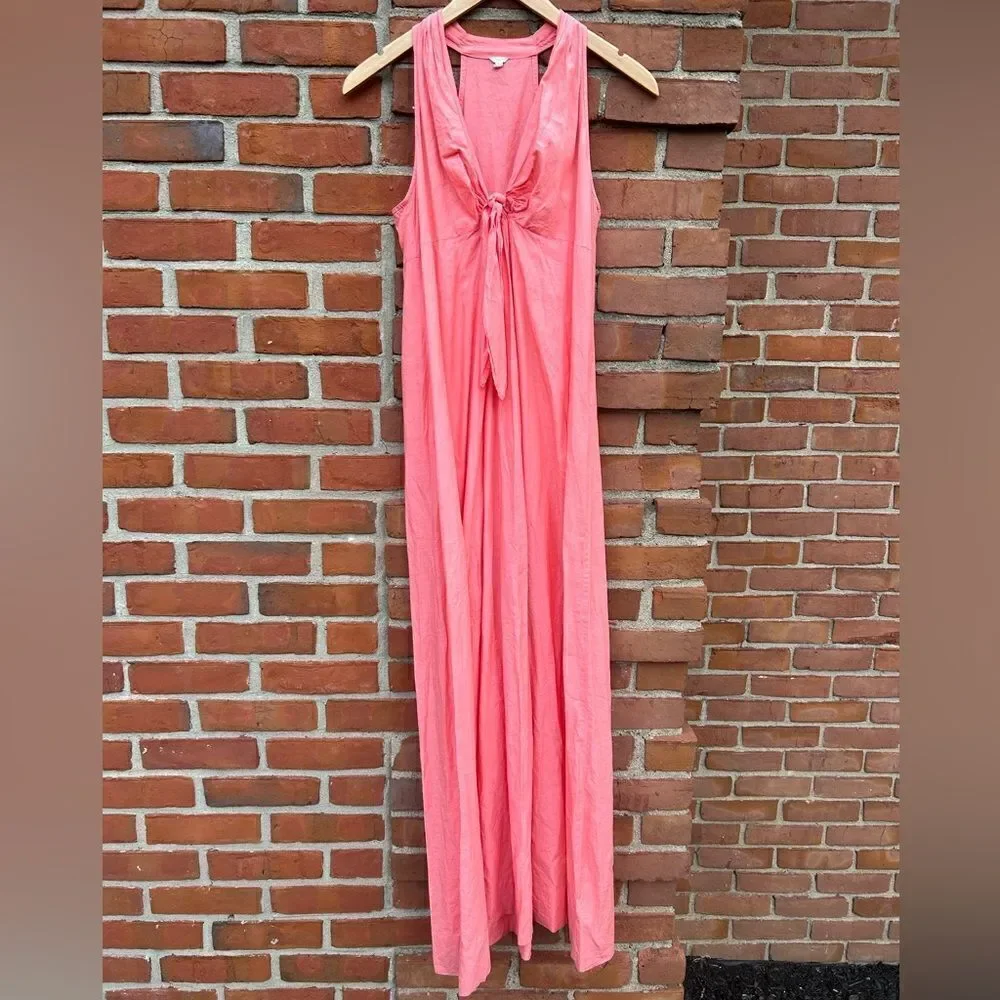 J. Crew Peach Coral Cotton Maxi Dress